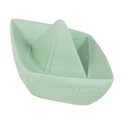 Mint green origami boat teether toy